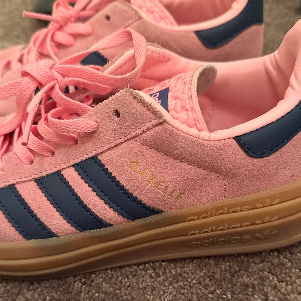 Adidas Gazelle Pink with Navy Stripes - Picture 2 of 5